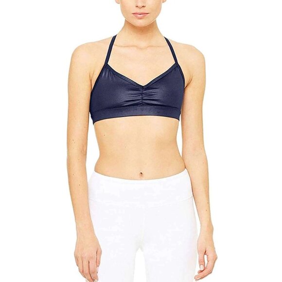 Alo Yoga Sunny Strappy Sports Bra Navy Gloss - Picture 10 of 11